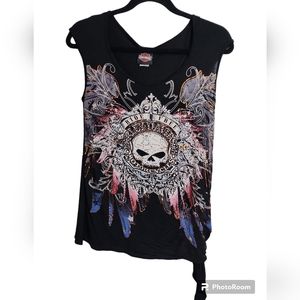 Harley Davidson Women's Bedazzled Skull Tank sz XS